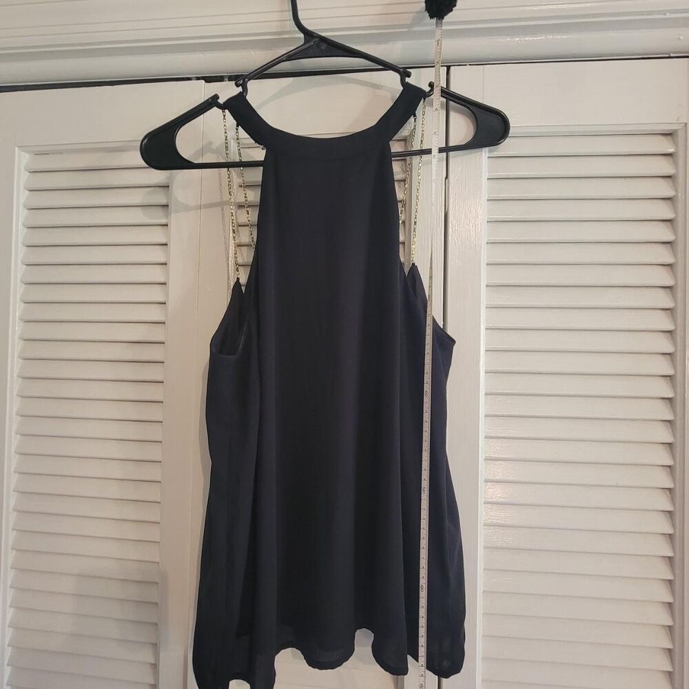 Express Women's Black and Gold Chain Tank